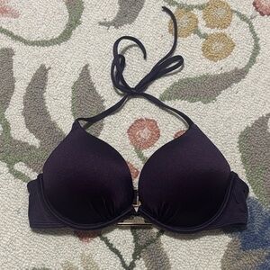 Victoria's Secret Bombshell Push-Up Deep Purple Halter Bikini Top, 2010s, 32B